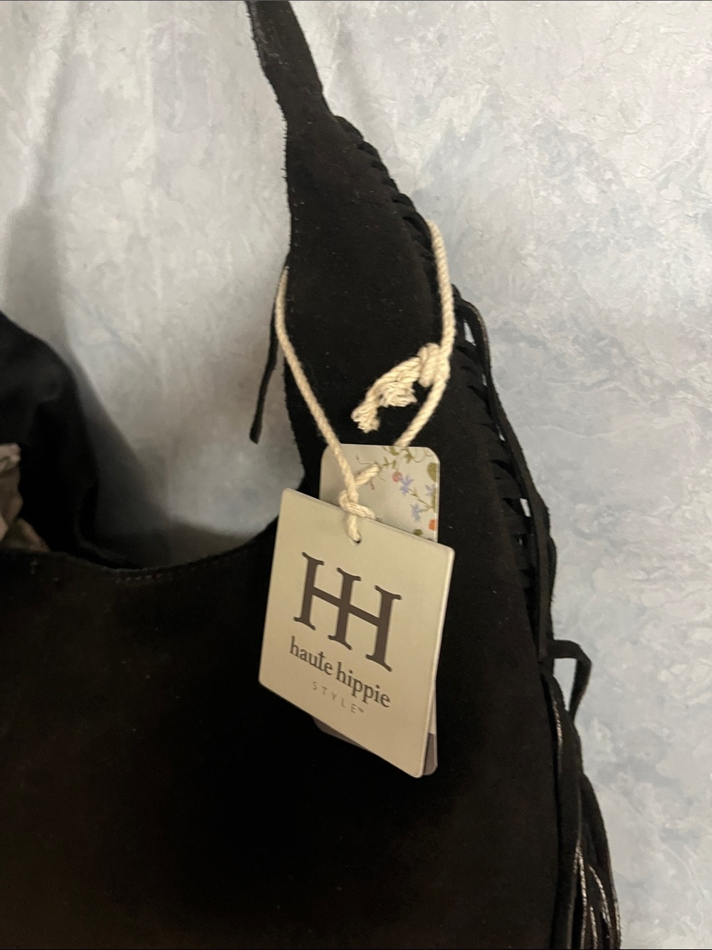Haute Hippie Black Suede Fringe Shoulder Hobo NWT - Picture 6 of 14